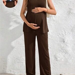 Elegant Brown Maternity Set